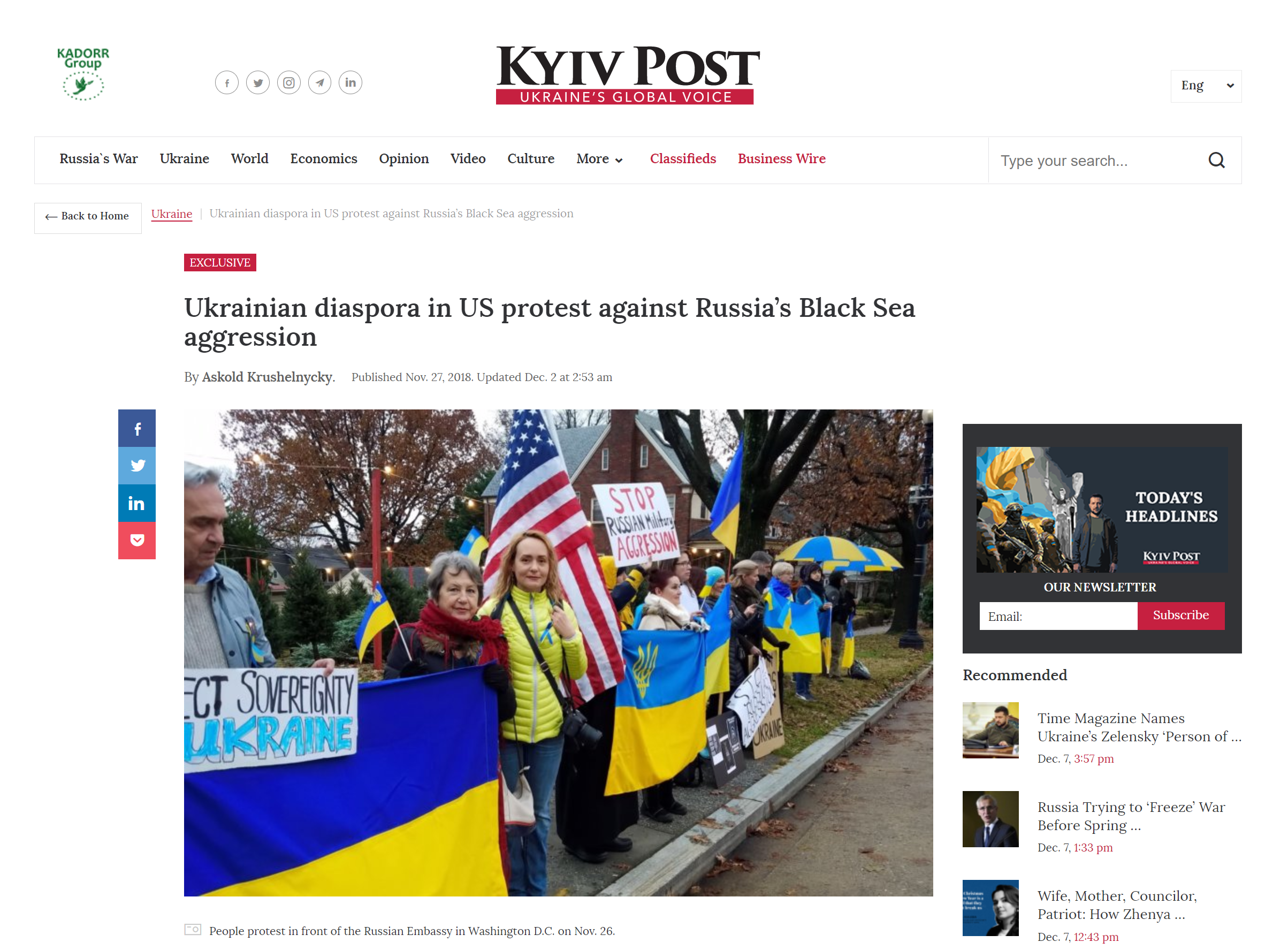Kyiv Post: USUA demonstrates against russian aggression in the Black Sea