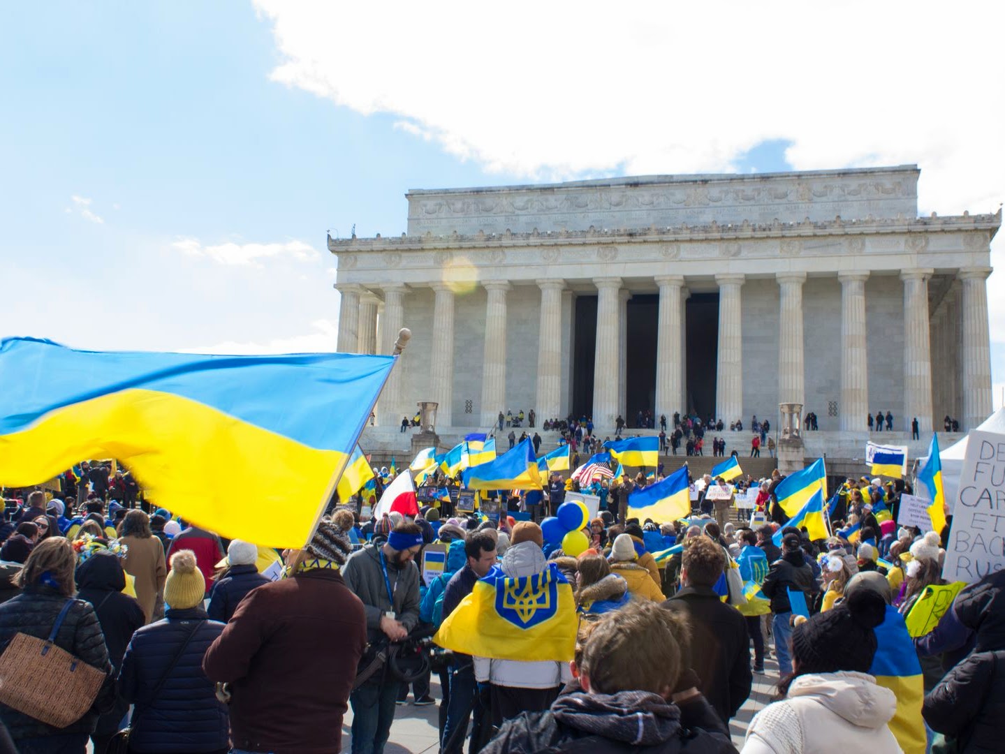 Mass rally for Ukraine held at the Lincoln Memorial in Washington DC