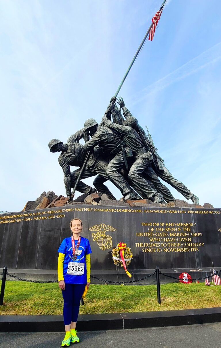 Nadiya Shaporynska, the president of US Ukrainian Activists, ran with the USUA Veterans Team her 4th MCM10K